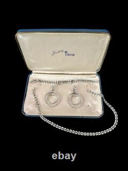 TRIFARI Baguette Parure Dangle Alfred Philippe Rhodium PAT PEND withJBT Box