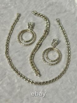 TRIFARI Baguette Parure Dangle Alfred Philippe Rhodium PAT PEND withJBT Box