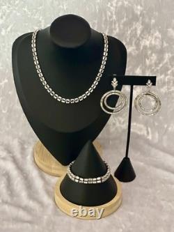 TRIFARI Baguette Parure Dangle Alfred Philippe Rhodium PAT PEND withJBT Box