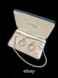 TRIFARI Baguette Parure Dangle Alfred Philippe Rhodium PAT PEND withJBT Box