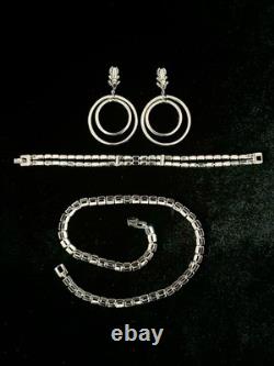 TRIFARI Baguette Parure Dangle Alfred Philippe Rhodium PAT PEND withJBT Box