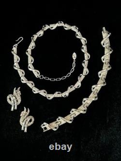 TRIFARI Baguette Wrapped Diamanté Parure Rhodium Alfred Philippe PAT PEND