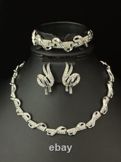 TRIFARI Baguette Wrapped Diamanté Parure Rhodium Alfred Philippe PAT PEND TRIFARI Baguette Wrapped Diamanté Parure Rhodium Alfred Philippe PAT PEND
