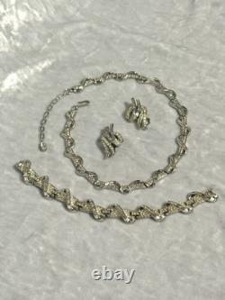 TRIFARI Baguette Wrapped Diamanté Parure Rhodium Alfred Philippe PAT PEND