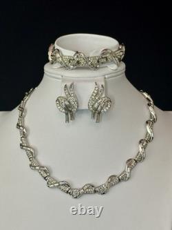 TRIFARI Baguette Wrapped Diamanté Parure Rhodium Alfred Philippe PAT PEND