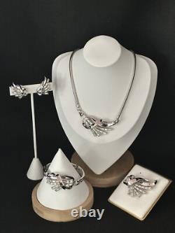 TRIFARI Baguettes Fan Set Rhodium Alfred Philippe Rhinestones PAT PEND 1953