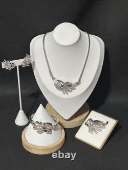 TRIFARI Baguettes Fan Set Rhodium Alfred Philippe Rhinestones PAT PEND 1953