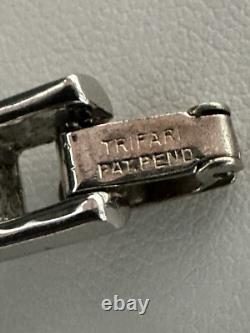 TRIFARI Baguettes Fan Set Rhodium Alfred Philippe Rhinestones PAT PEND 1953