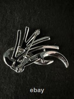 TRIFARI Baguettes Fan Set Rhodium Alfred Philippe Rhinestones PAT PEND 1953