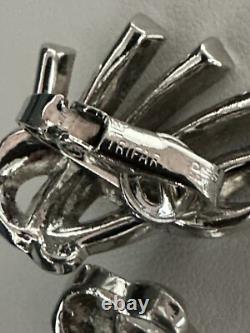 TRIFARI Baguettes Fan Set Rhodium Alfred Philippe Rhinestones PAT PEND 1953