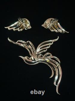 TRIFARI Bird of Paradise Set Brushed Gold Pave' Crystals Alfred Philippe Crown