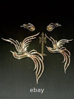 TRIFARI Birds In Flight Set 1950 Crystal Baguettes Gold Alfred Philippe withBox