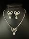 TRIFARI Bow Teardrop Dangle Diamanté Set Alfred Philippe Silver-Trifanium