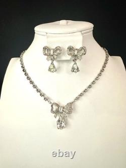 TRIFARI Bow Teardrop Dangle Diamanté Set Alfred Philippe Silver-Trifanium