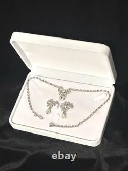 TRIFARI Bow Teardrop Dangle Diamanté Set Alfred Philippe Silver-Trifanium