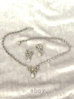TRIFARI Bow Teardrop Dangle Diamanté Set Alfred Philippe Silver-Trifanium