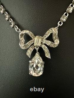 TRIFARI Bow Teardrop Dangle Diamanté Set Alfred Philippe Silver-Trifanium