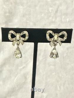 TRIFARI Bow Teardrop Dangle Diamanté Set Alfred Philippe Silver-Trifanium