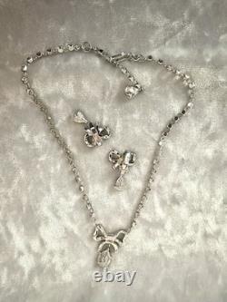 TRIFARI Bow Teardrop Dangle Diamanté Set Alfred Philippe Silver-Trifanium