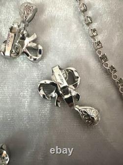 TRIFARI Bow Teardrop Dangle Diamanté Set Alfred Philippe Silver-Trifanium