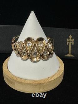 TRIFARI Bracelet 1953 Ribbon Teardrop Rhinestones Gold Alfred Philippe PAT PEND