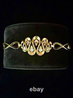 TRIFARI Bracelet 1953 Ribbon Teardrop Rhinestones Gold Alfred Philippe PAT PEND