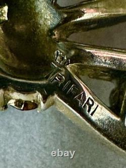 TRIFARI Brooch Bow Red Crystal Rhinestones Alfred Philippe Open-Work Crown BOX