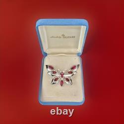TRIFARI Butterfly Brooch Rhodium Ruby-Red Navette Alfred Philippe PAT PEND withBox