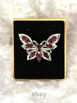TRIFARI Butterfly Brooch Rhodium Ruby-Red Navette Alfred Philippe PAT PEND withBox