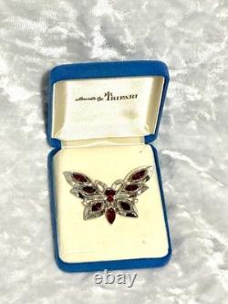 TRIFARI Butterfly Brooch Rhodium Ruby-Red Navette Alfred Philippe PAT PEND withBox