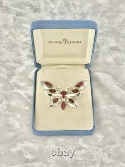 TRIFARI Butterfly Brooch Rhodium Ruby-Red Navette Alfred Philippe PAT PEND withBox