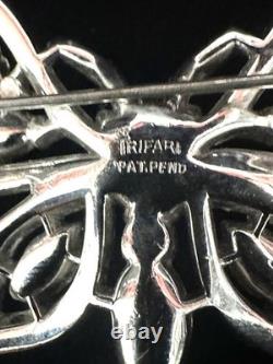 TRIFARI Butterfly Brooch Rhodium Ruby-Red Navette Alfred Philippe PAT PEND withBox