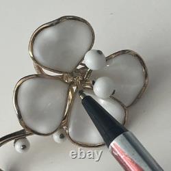 TRIFARI Camellia Set 1952 White Poured Glass Gold Trifanium Alfred Philippe