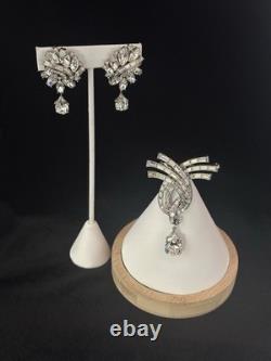 TRIFARI Cascade Brooch Diamanté Earrings Dangle Pear Alfred Philippe PAT PEND