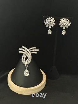 TRIFARI Cascade Brooch Diamanté Earrings Dangle Pear Alfred Philippe PAT PEND