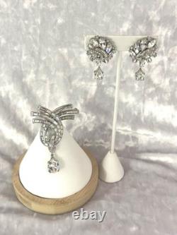 TRIFARI Cascade Brooch Diamanté Earrings Dangle Pear Alfred Philippe PAT PEND
