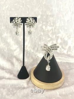 TRIFARI Cascade Brooch Diamanté Earrings Dangle Pear Alfred Philippe PAT PEND
