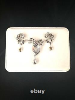 TRIFARI Cascade Brooch Diamanté Earrings Dangle Pear Alfred Philippe PAT PEND