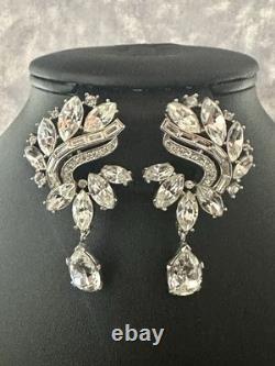 TRIFARI Cascade Brooch Diamanté Earrings Dangle Pear Alfred Philippe PAT PEND