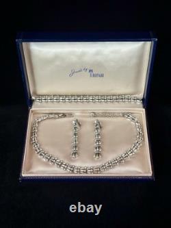 TRIFARI Chandelier of Fan Baguettes Set Rhodium Dangle Alfred Philippe Box