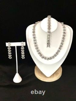 TRIFARI Chandelier of Fan Baguettes Set Rhodium Dangle Alfred Philippe Box