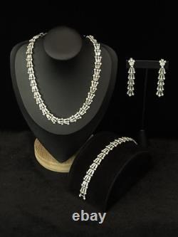 TRIFARI Chandelier of Fan Baguettes Set Rhodium Dangle Alfred Philippe Box