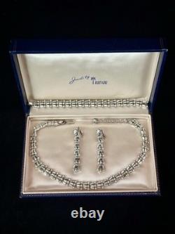 TRIFARI Chandelier of Fan Baguettes Set Rhodium Dangle Alfred Philippe Box
