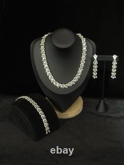 TRIFARI Chandelier of Fan Baguettes Set Rhodium Dangle Alfred Philippe Box