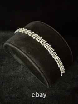 TRIFARI Chandelier of Fan Baguettes Set Rhodium Dangle Alfred Philippe Box
