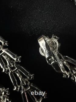 TRIFARI Chandelier of Fan Baguettes Set Rhodium Dangle Alfred Philippe Box