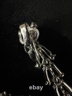 TRIFARI Chandelier of Fan Baguettes Set Rhodium Dangle Alfred Philippe Box