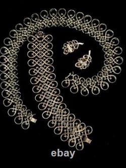 TRIFARI Chantilly 1962 Set Gold Lace Rhinestones Alfred Philippe PAT PEND