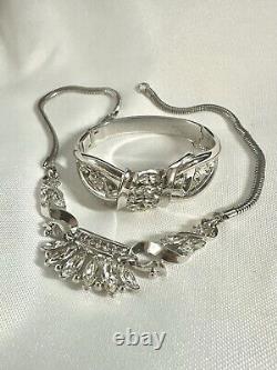TRIFARI Coronet Set Navette SILVER Alfred Philippe PAT PEND Demi-Parure Book