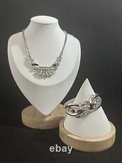 TRIFARI Coronet Set Navette SILVER Alfred Philippe PAT PEND Demi-Parure Book